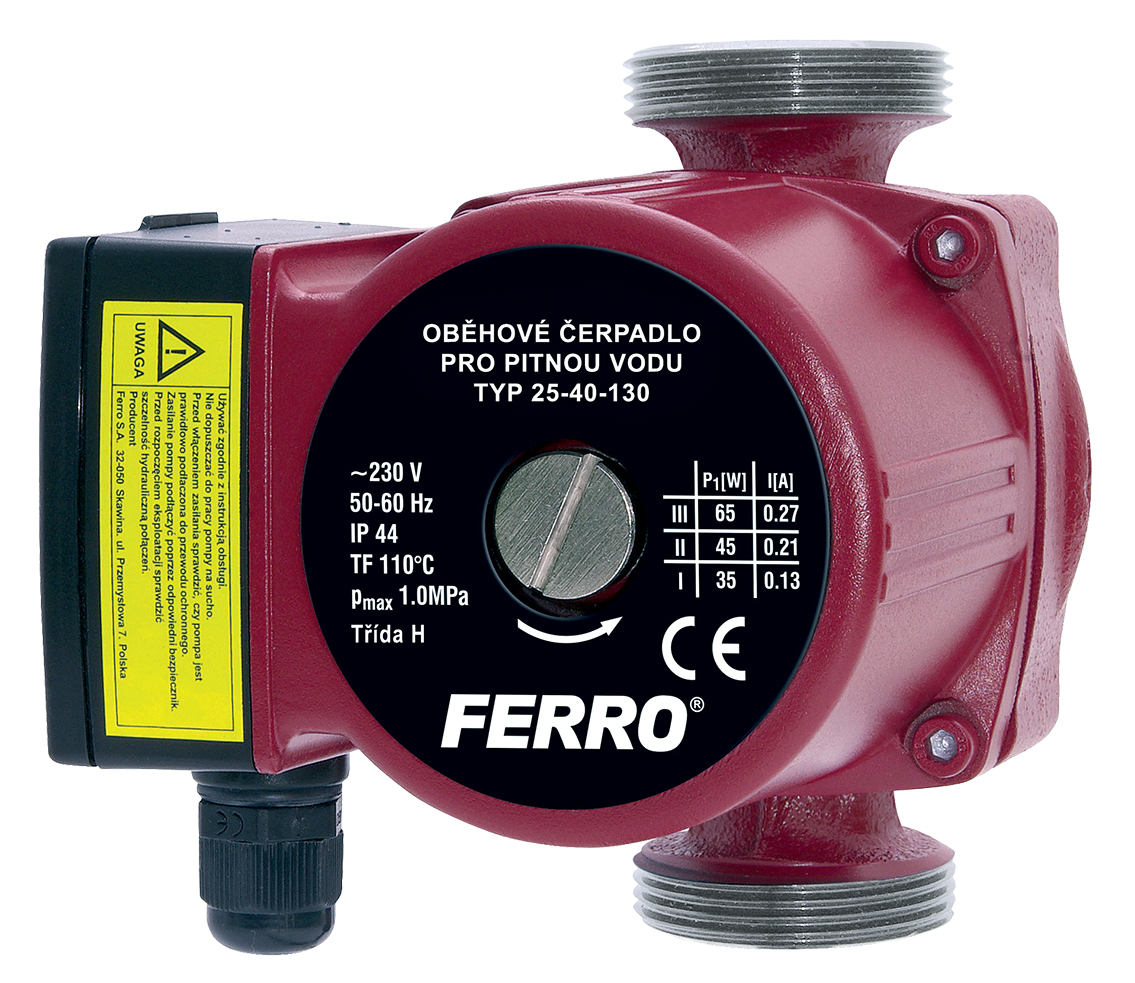 OBEHOVÉ ČERPADLO PRE PITNÚ VODU 25-40/130MM FERRO