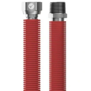 Nerezová hadica na vodu 3/4 MF L 300-600mm červená