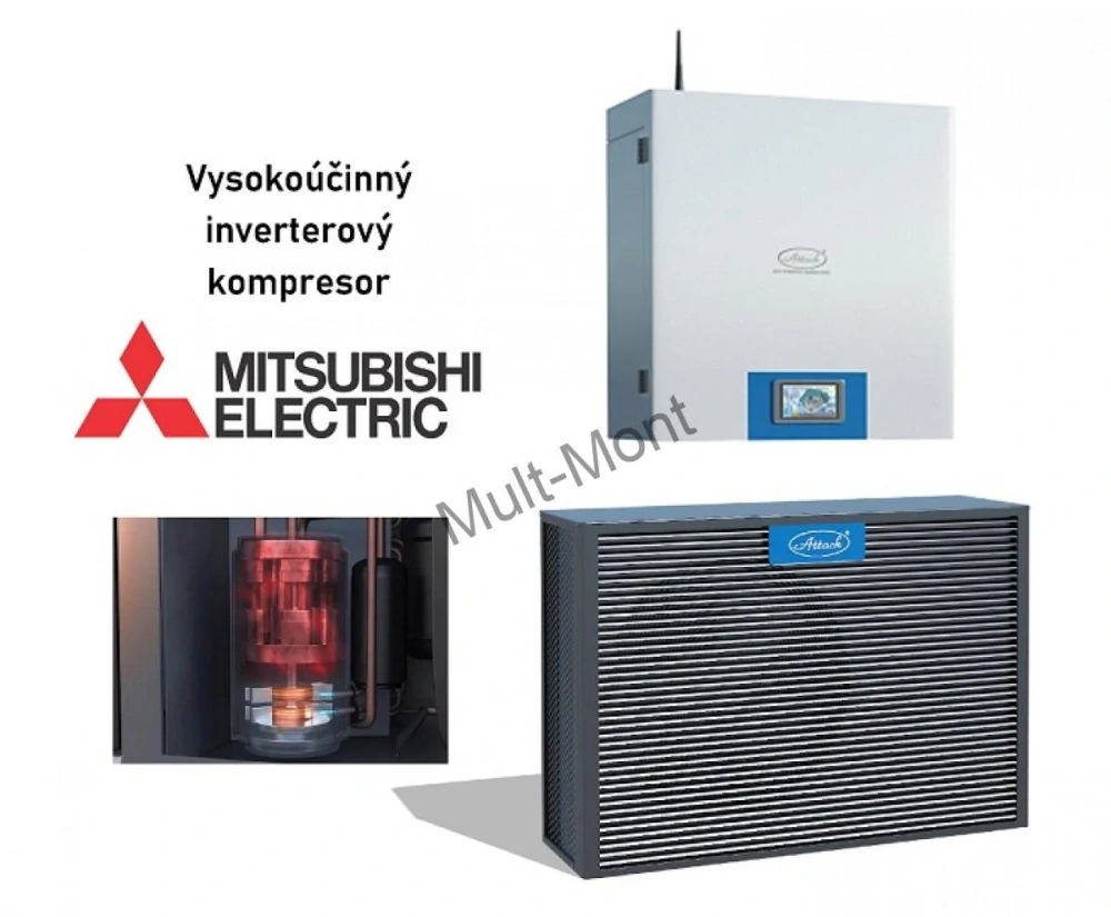 TCI06 ATTACK tepelné čerpadlo 6kW INVERTER R32, monoblok, vzduch/voda, Wifi